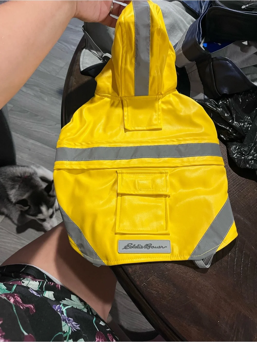 Eddie Bauer Yellow Reflective Dog Rain Jacket with Hood